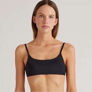 NWT QUINCE Italian Scoop Neck Bikini Top Black